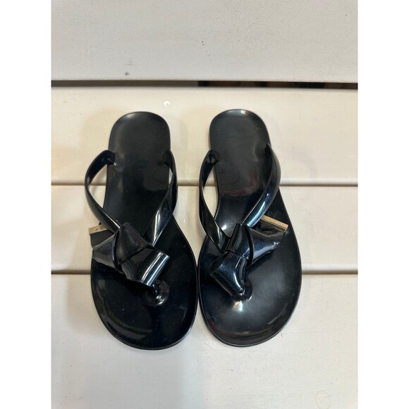 Ted Baker London Black Luzzi Bow T Bar Jelly Flip Flop Sandals EU37 US 6.5 - Picture 3 of 8